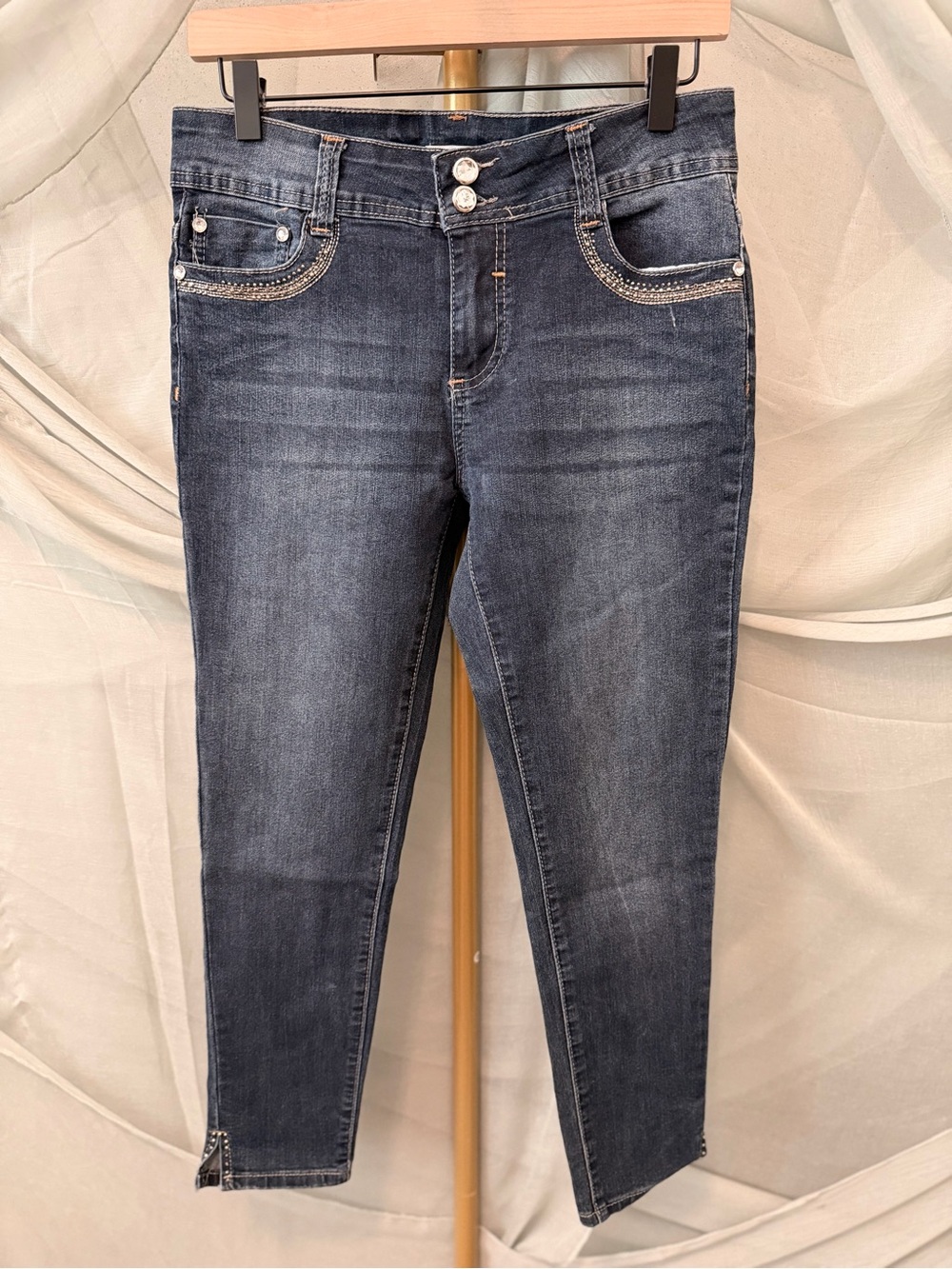 Classic Dark Wash Embellished Jeans - Picture 2 of 9